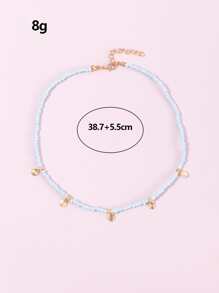 圓形吊飾串珠項鏈 - 藍色 - 查看 3