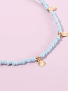 圓形吊飾串珠項鏈 - 藍色 - 查看 5