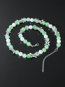 男士刺裝飾珍珠串珠項鍊