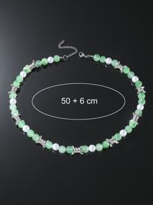 男士刺裝飾珍珠串珠項鍊