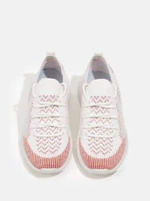 Cuccoo 條紋針織前綁帶跑步鞋