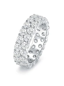 方晶鋯石裝飾戒指 - 白色 - 查看 1