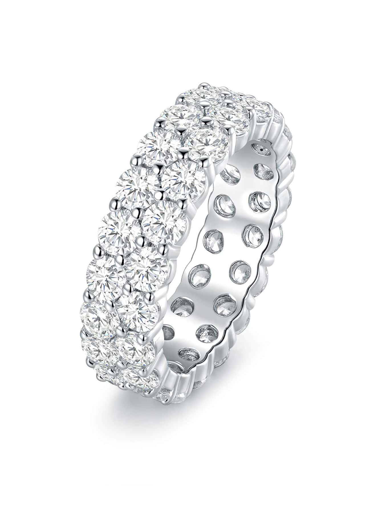 方晶鋯石裝飾戒指 - 白色 - 查看 1