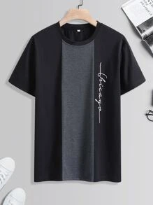 Manfinity uomo Maglietta con grafica lettera color block
