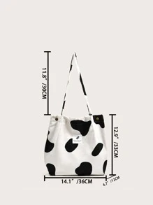 Cow Print Shopper Bag - Black and White - View 4