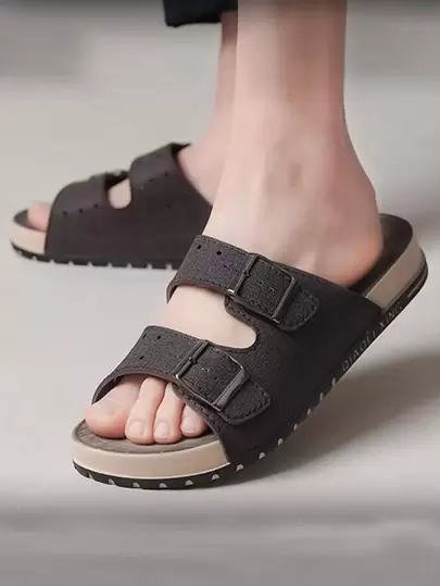 男士一脚蹬皮革凉鞋、镂空透气穆勒拖鞋、包头办公室乐福鞋