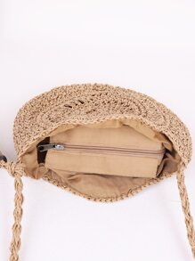 Tassel Decor Straw Bag, Wicker Bag - Khaki - View 5