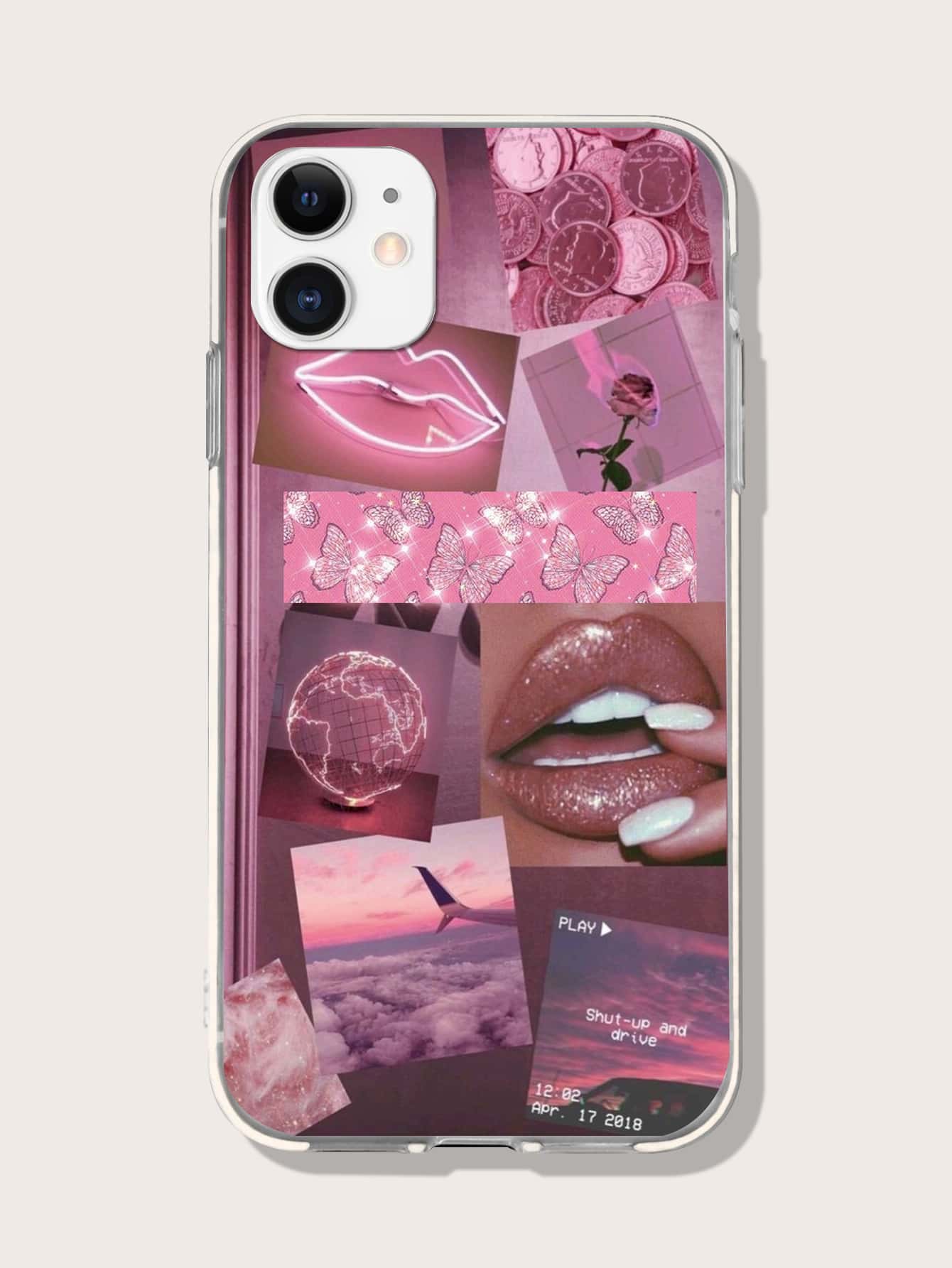 Apple Vintage Y2k Pink Aesthetic Collage Phone Case Compatible With IPhone 15/15Pro/15Plus/15Promax Waterproof Shockproof Anti-Fall Scratch Resistant,International Version, Not The Domestic Version - Multicolor - View 1