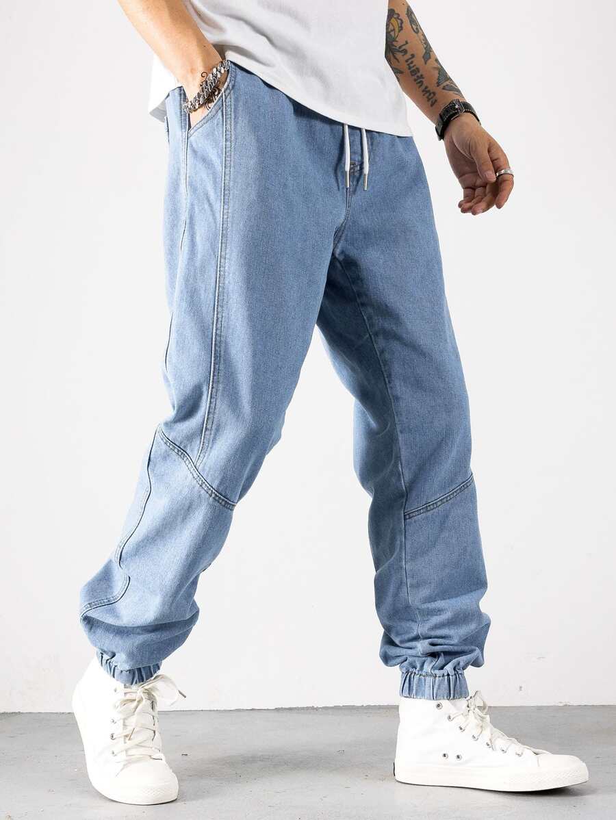 Claim Dot 男士束口腰結束運動牛仔褲 - 中等水洗藍 - 查看 1