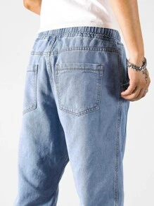 Claim Dot 男士束口腰結束運動牛仔褲 - 中等水洗藍 - 查看 6