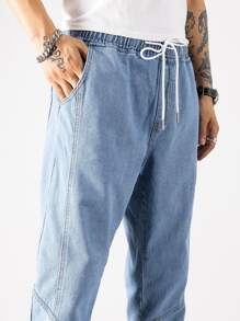 Claim Dot 男士束口腰結束運動牛仔褲 - 中等水洗藍 - 查看 7