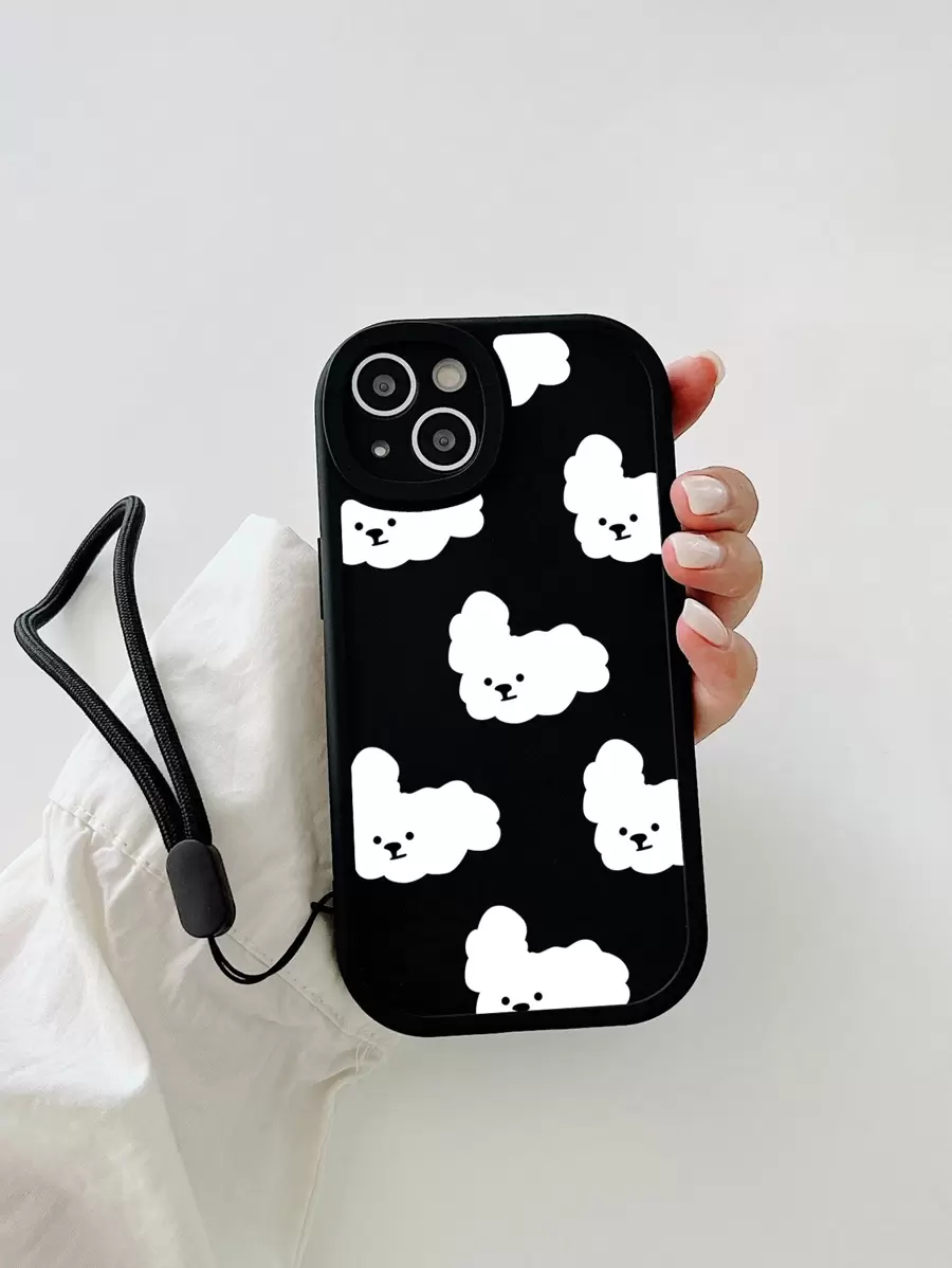 卡通小狗图案手机壳，带挂绳，适用于三星 Galaxy/