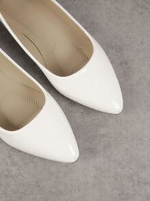 SHUZIA Glamorous White Patent PU Easy Slip-On Pointed Toe Flat Shoe Summer Shoes Spring Shoes Spring Break Easter Mother's Day Present For Christmas