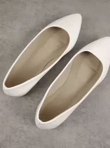 SHUZIA Glamorous White Patent PU Easy Slip-On Pointed Toe Flat Shoe Summer Shoes Spring Shoes Spring Break Easter Mother's Day Present For Christmas