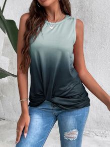 Ombre Asymmetrical Hem Tank Top - Multicolor - View 3