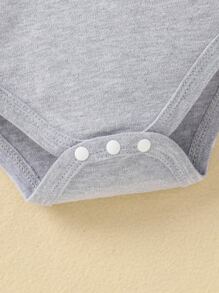 Baby Girl 2pcs Heart And Slogan Graphic Tee Bodysuit - Grey - View 3