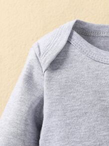 Baby Girl 2pcs Heart And Slogan Graphic Tee Bodysuit - Grey - View 6