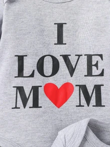 Baby Girl 2pcs Heart And Slogan Graphic Tee Bodysuit - Grey - View 7