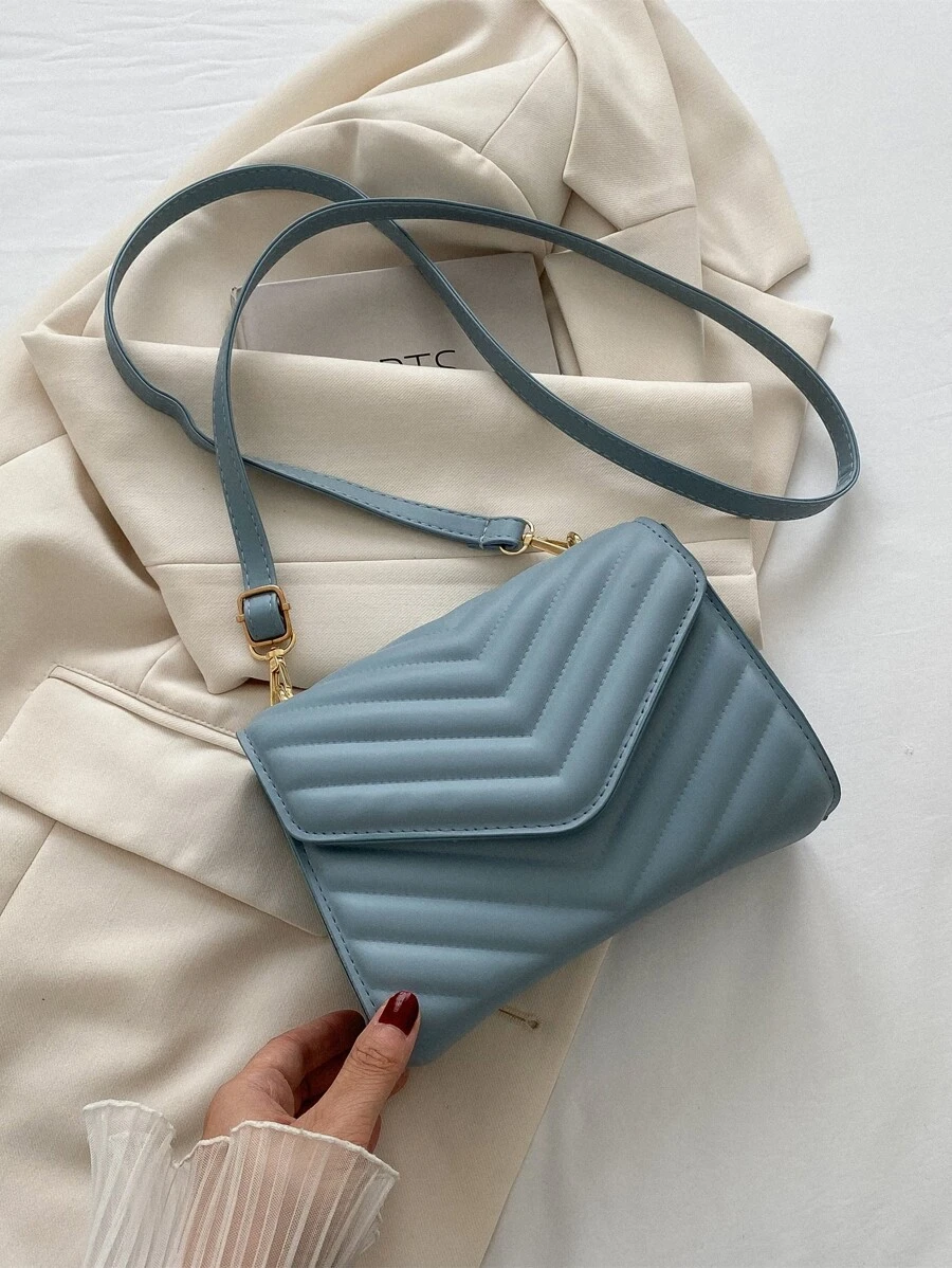 Túi Crossbody Nữ In chữ V Có thể điều chỉnh được Đúng mốt - Màu xanh bụi bặm - Xem 1
