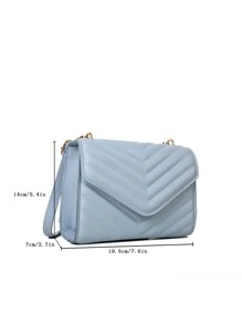 Túi Crossbody Nữ In chữ V Có thể điều chỉnh được Đúng mốt - Màu xanh bụi bặm - Xem 3