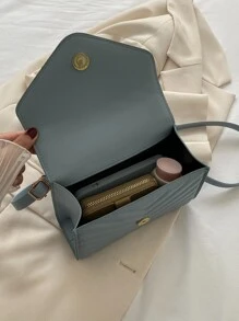 Túi Crossbody Nữ In chữ V Có thể điều chỉnh được Đúng mốt - Màu xanh bụi bặm - Xem 5