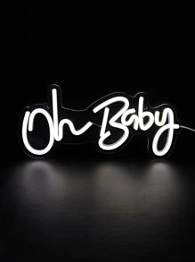CHI-BUY 1 件 Oh Baby LED 霓虹灯，绿色霓虹灯剪影壁灯，游戏室装饰，家居装饰，生日礼物，墙壁艺术，小夜灯，适合男孩、朋友、生日、圣诞节，5V USB 供电，带开关 - 白色 - 查看 7