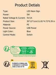 1 pieza Luz de neón neón moderno con diseño de letra para casa - Azul - Ver 6