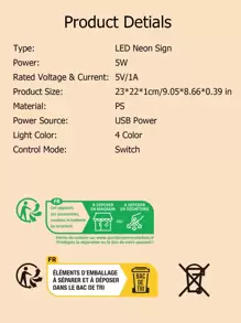 1pc Cute Mushroom Shape LED Neon Sign - USB Powered LED Night Light For Room Bedroom Decor, Desk Ambient Lighting, Cute Aesthetic Wall Hanging Decoration Lamp - Multicolor - View 3