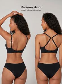 LUVLETTE U-Plunge Backless Seamless Bra for Night Out Dress - Black - View 3