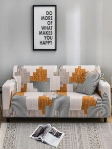 1 Peça Capa De Sofá De Seda De Leite Impressa + 1 Peça Capa De Almofada (42*42cm) - Multicolorido - Ver 1