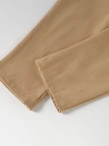 SHEIN Toddler Boys Button Front Slant Pocket Trousers - Camel - View 3