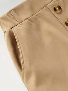 SHEIN Toddler Boys Button Front Slant Pocket Trousers - Camel - View 5