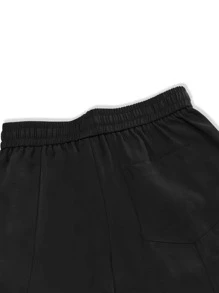 Claim Dot Men's Loose Fit Slant Pocket Drawstring Waist Pants - Black - View 7