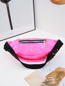 Neon-Pink Holographic Waist Bag pink
