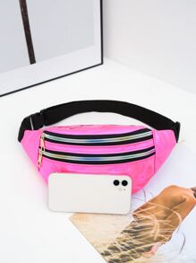 Neon-Pink Holographic Waist Bag pink