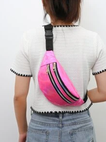 Neon-Pink Holographic Waist Bag pink