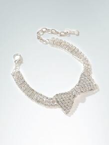 Rhinestone Bow Trang trí Vòng cổ cho thú cưng - trắng - Xem 2
