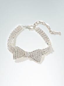 Rhinestone Bow Trang trí Vòng cổ cho thú cưng - trắng - Xem 1