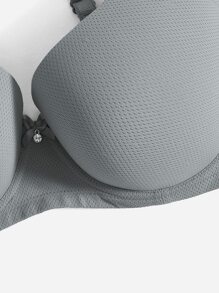 Women's Casual Grey Push Up Bra With Bow Detail Medium Stretch Fabric - Grey - View 4