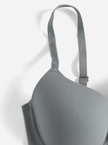 Women's Casual Grey Push Up Bra With Bow Detail Medium Stretch Fabric - Grey - View 5