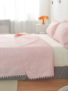 Pom Pom Decor Bedspread Set - Pink - View 3