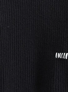 Manfinity LEGND Men Whipstitch Detail Drop Shoulder Distressed Jumper - Black - View 3