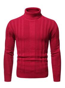 Manfinity Men Solid Turtleneck Jumper - Red - View 4