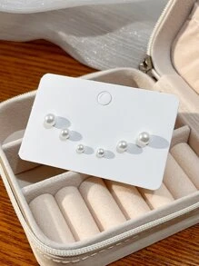 3pairs Faux Pearl Decor Stud Earrings