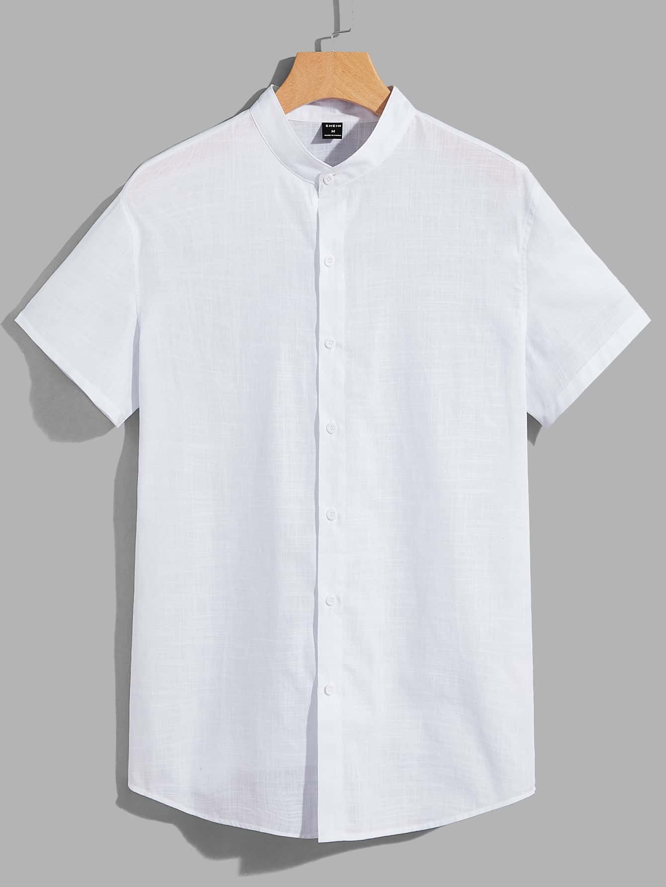 Manfinity VCAY Men Cotton Mock Neck Shirt - White - View 1