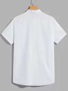 Manfinity VCAY Men Cotton Mock Neck Shirt - White - View 2