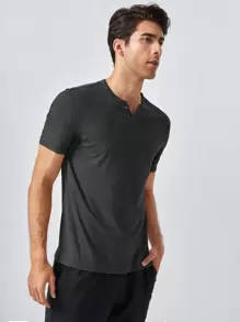 Manfinity NiteLyfe Tops Nam Nút phía trước màu trơn Giải trí - Màu xám đen - Xem 4