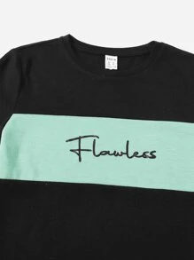 SHEIN Tricou și pantaloni scurți Tween Boy Letter Graphic Colorblock