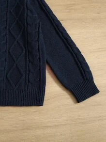 SHEIN Niños Cárdigan con cuello tejido de cable