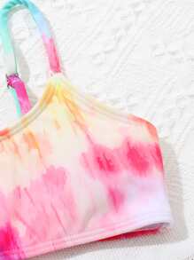 Tween Girl 4packs Tie Dye Drawstring Side Bikini Set Summer Beach